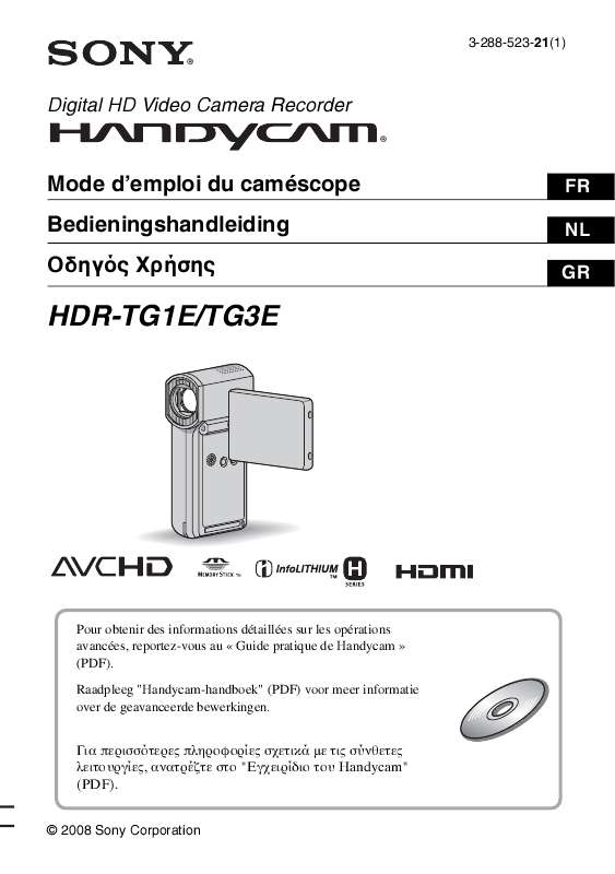 Guide utilisation SONY HDR-TG3  de la marque SONY