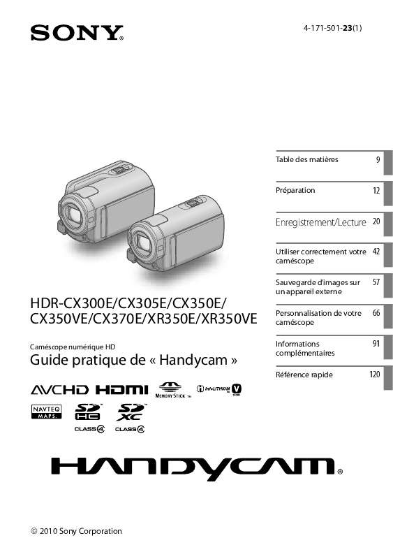 Guide utilisation SONY HDR-CX300E  de la marque SONY