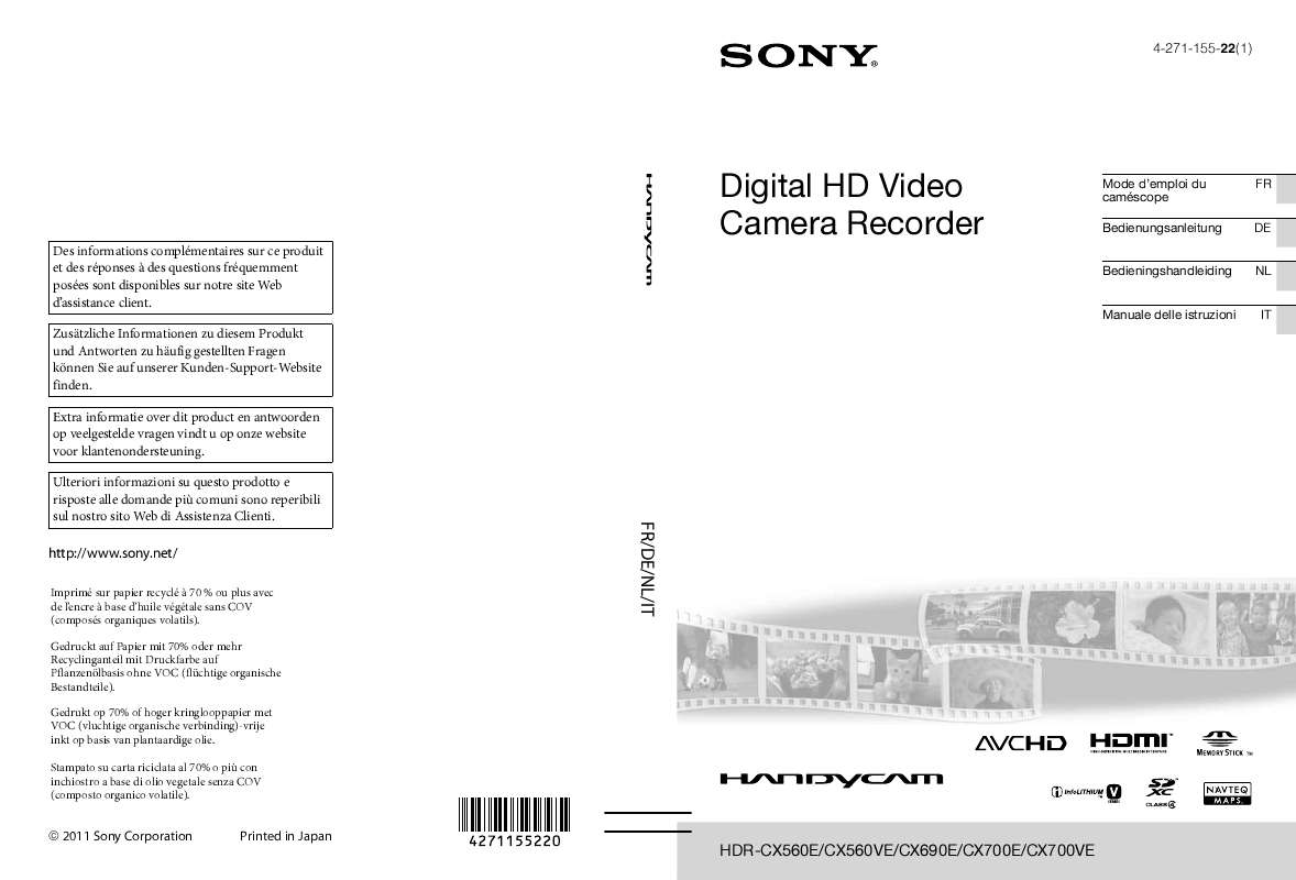 Guide utilisation SONY HDR-CX560VE  de la marque SONY