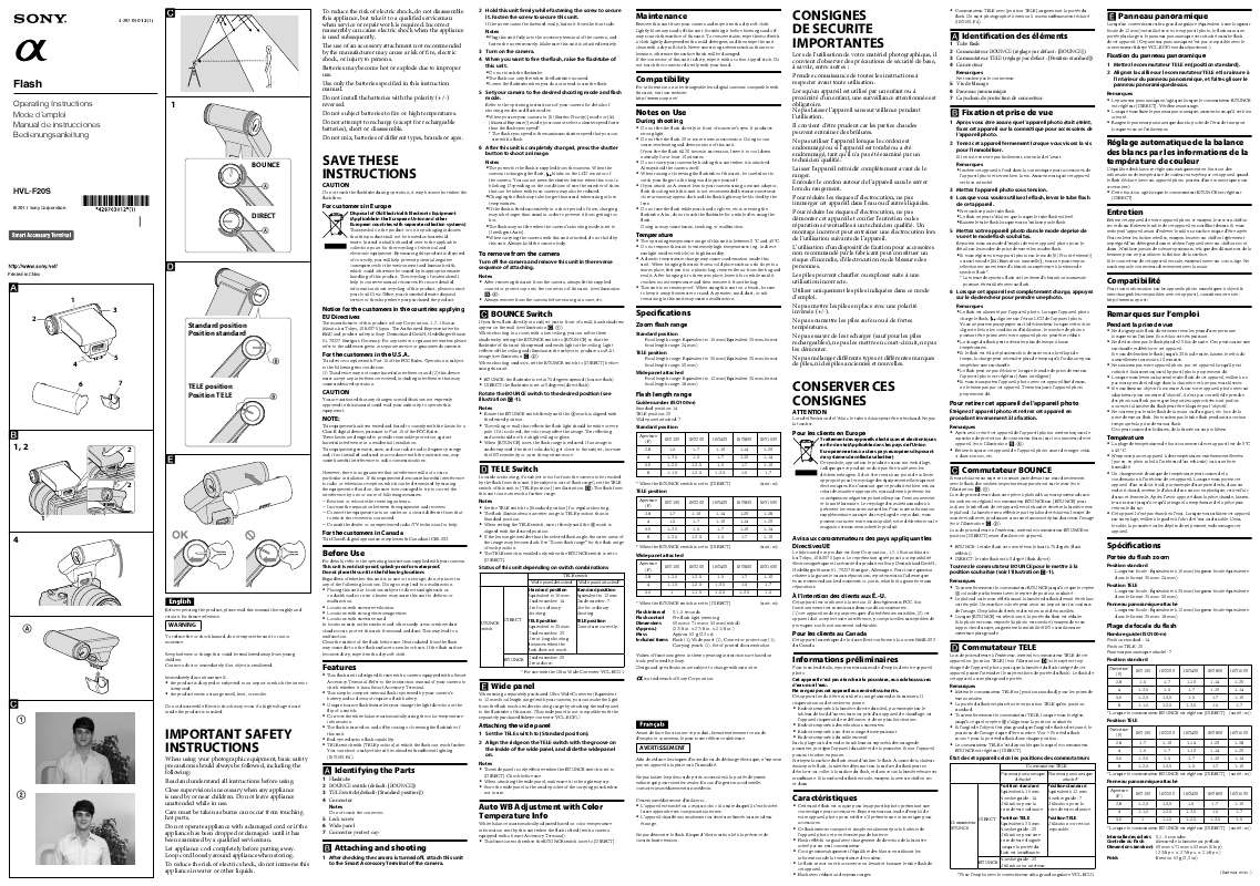 Guide utilisation SONY HVL-F20S  de la marque SONY