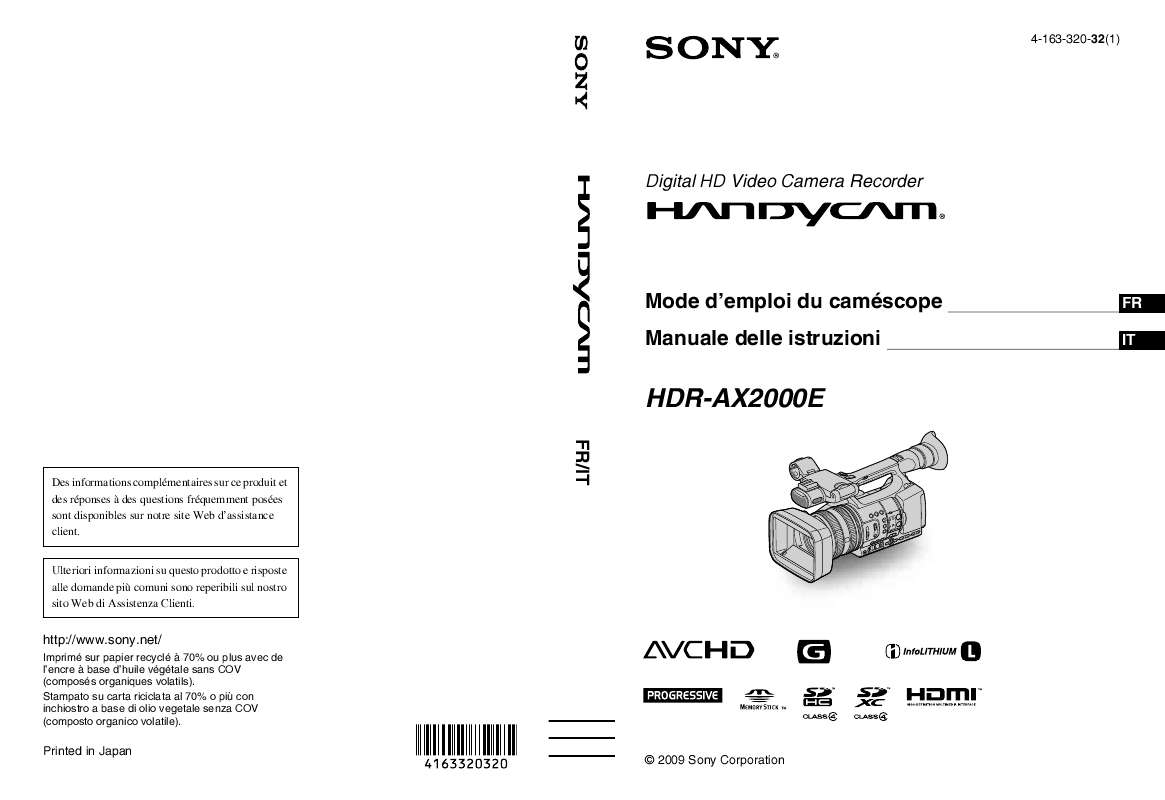 Guide utilisation SONY HDR-AX2000E  de la marque SONY