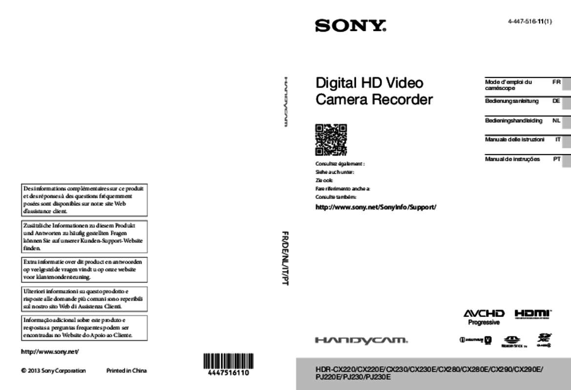 Guide utilisation SONY HDR-CX220  de la marque SONY
