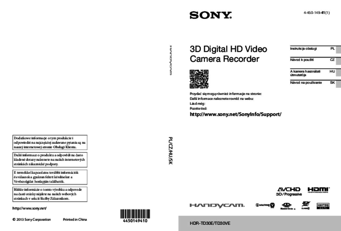Guide utilisation SONY HDR-TD30VE  de la marque SONY