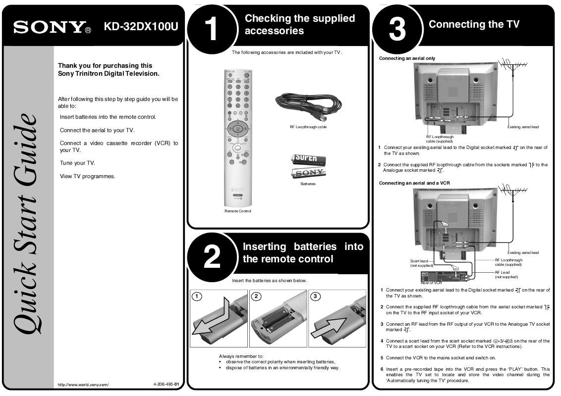 Guide utilisation SONY KD-32DX100U  de la marque SONY