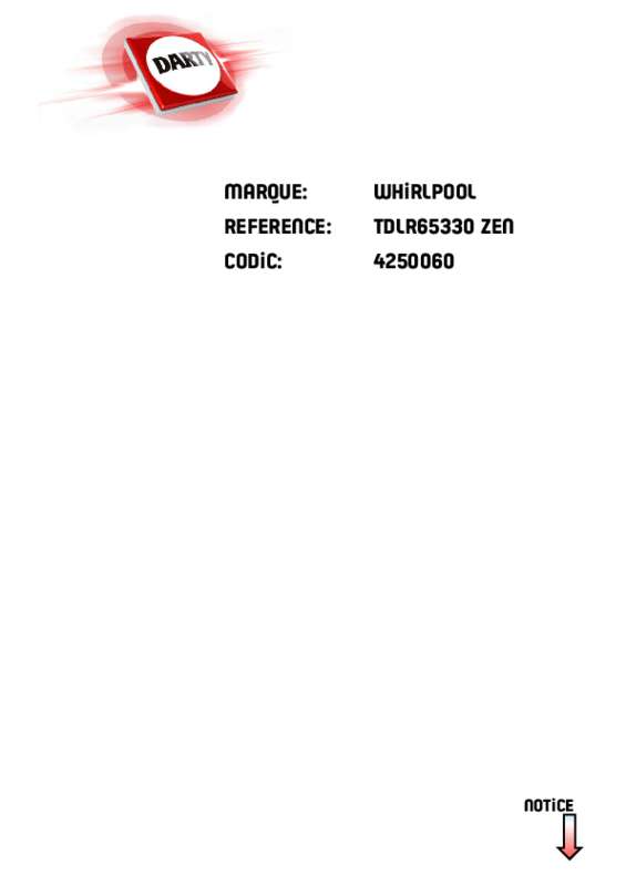 Guide utilisation WHIRLPOOL TDLR65330 de la marque WHIRLPOOL