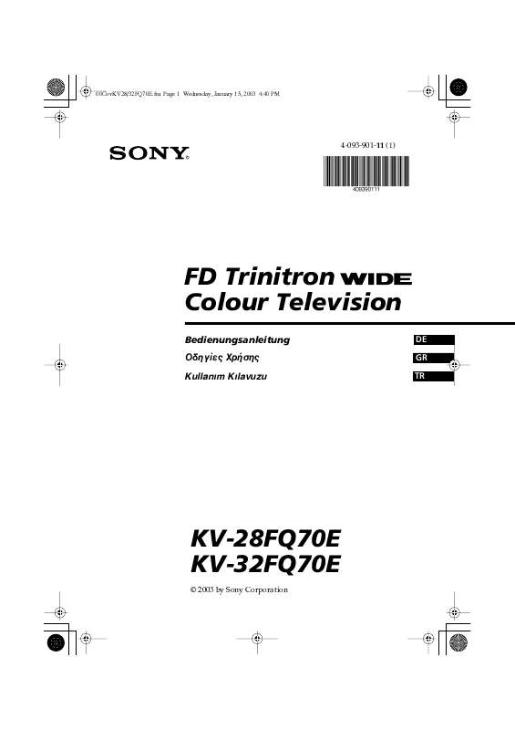 Guide utilisation SONY KV-32FQ70E  de la marque SONY