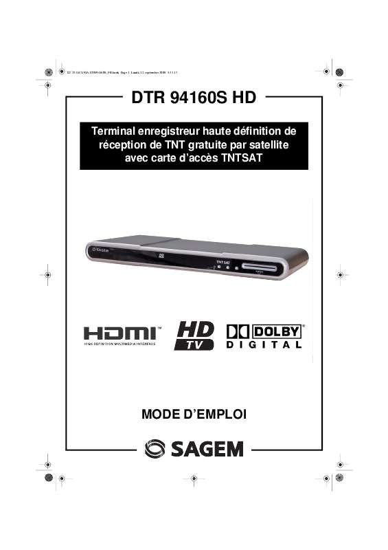Guide utilisation SAGEM DTR 94160S HD  de la marque SAGEM