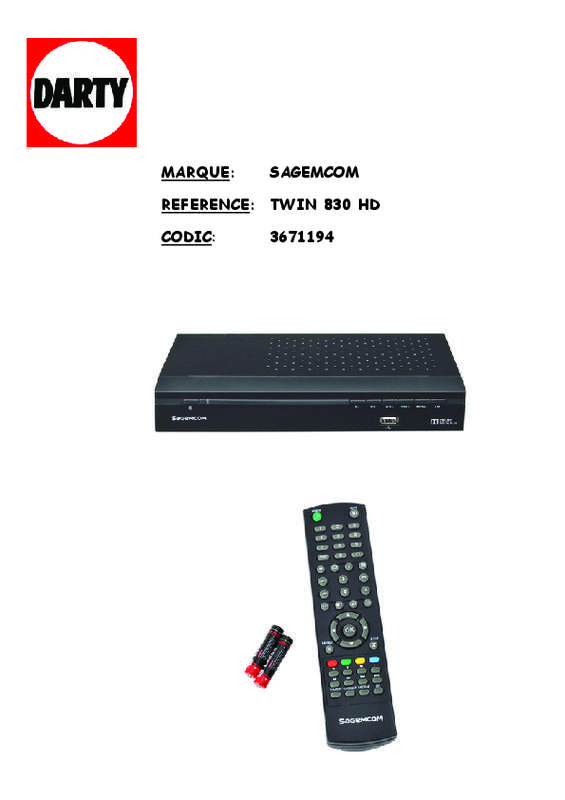 Guide utilisation SAGEM TWIN 830 HD  de la marque SAGEM