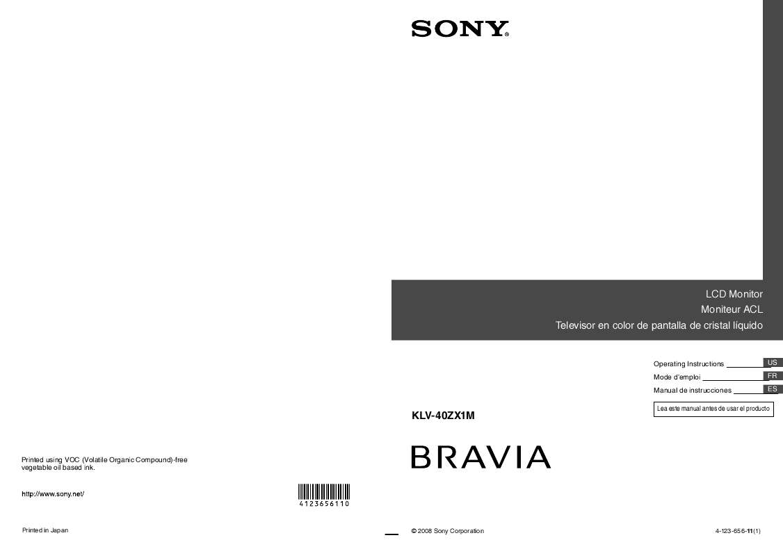 Guide utilisation SONY BRAVIA KLV-40ZX1M  de la marque SONY