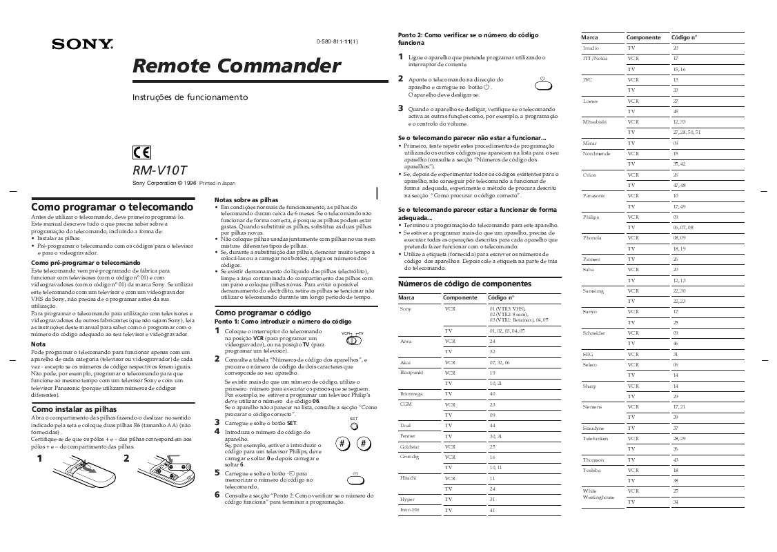 Guide utilisation SONY RM-V10T  de la marque SONY