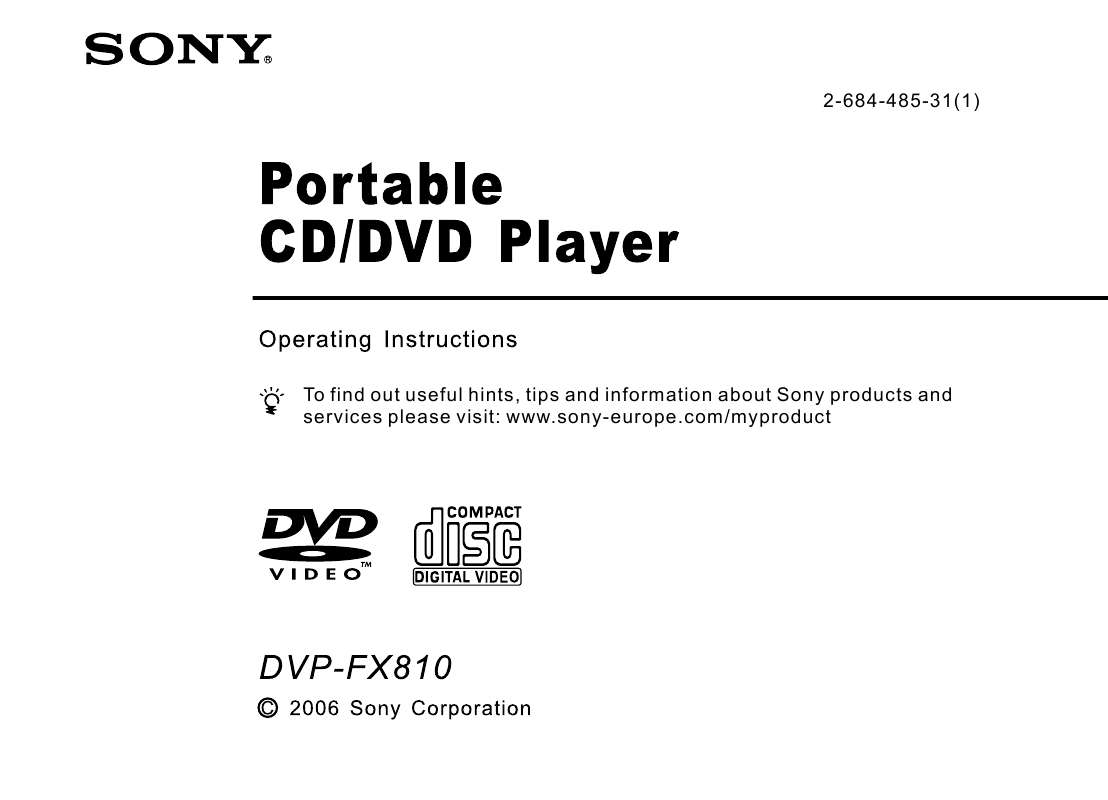 Guide utilisation SONY DVP-FX810  de la marque SONY
