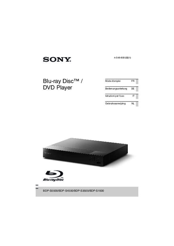 Guide utilisation SONY BDP-S1500  de la marque SONY