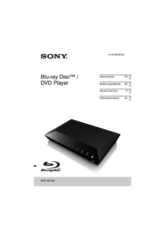 Guide utilisation SONY BDP S 3100  de la marque SONY