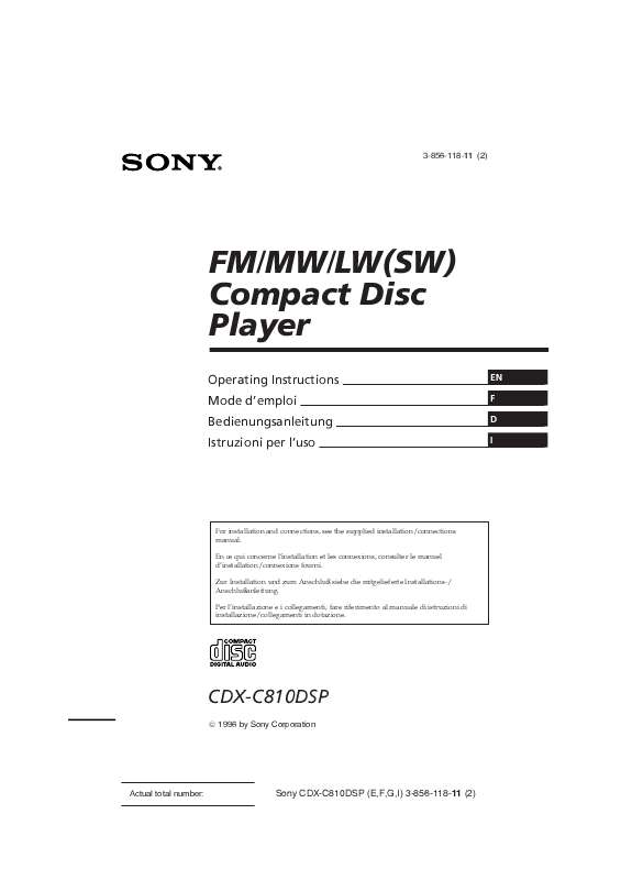 Guide utilisation SONY CDX-C810DSP  de la marque SONY