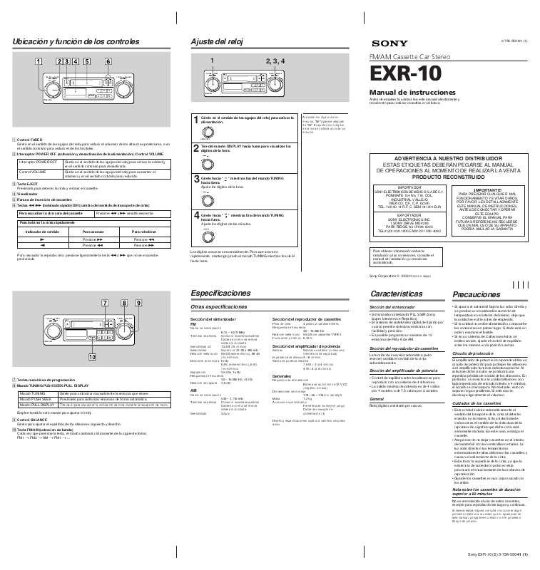 Guide utilisation SONY EXR-10  de la marque SONY