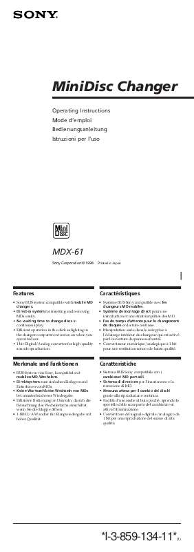 Guide utilisation SONY MDX-61  de la marque SONY