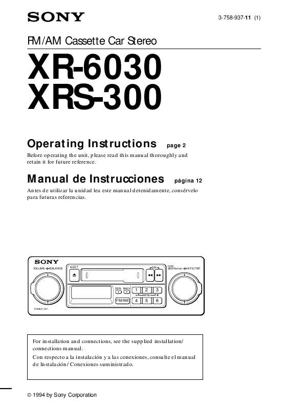 Guide utilisation SONY XR-6030  de la marque SONY