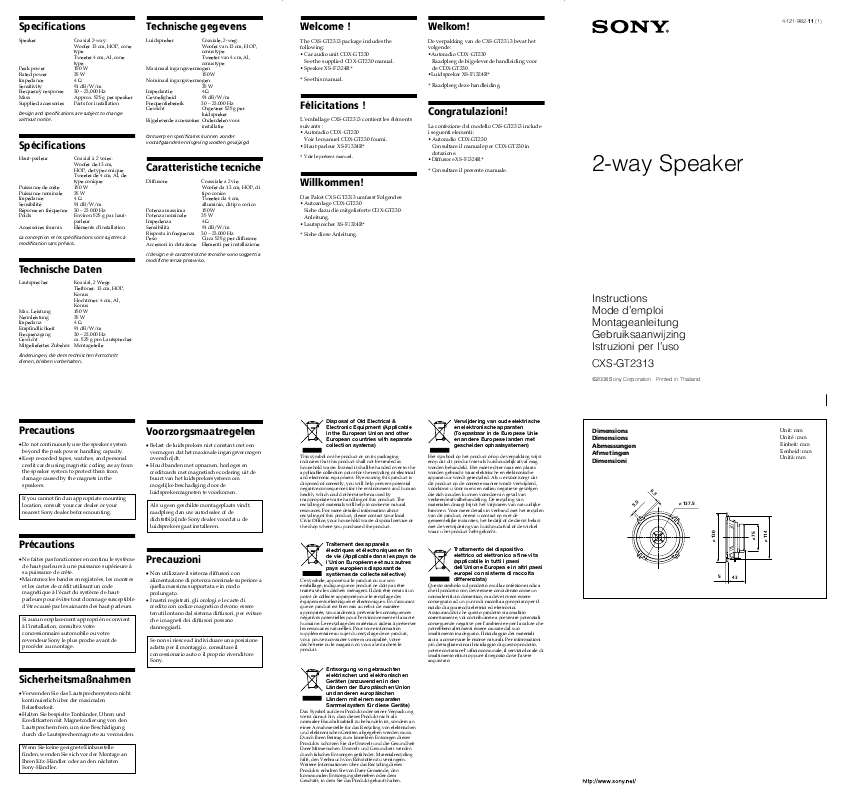 Guide utilisation SONY CXS-GT2313  de la marque SONY