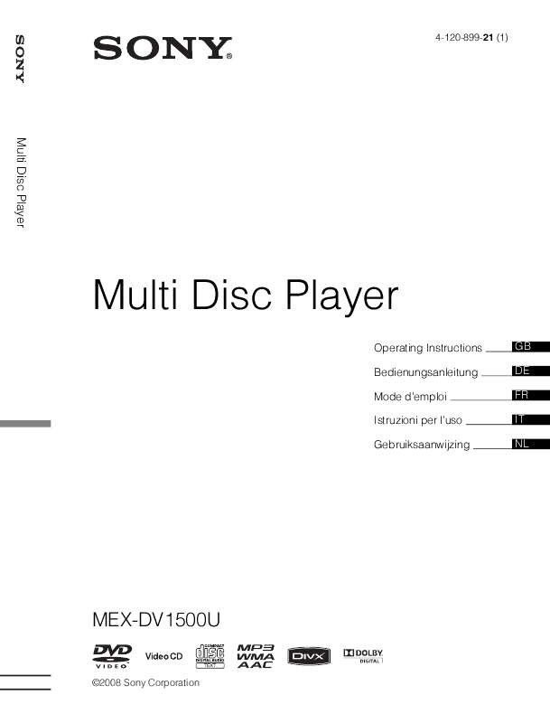 Guide utilisation SONY MEX-DV1500U  de la marque SONY