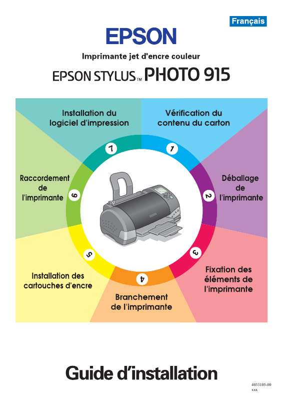 Guide utilisation EPSON STYLUS PHOTO 915  de la marque EPSON