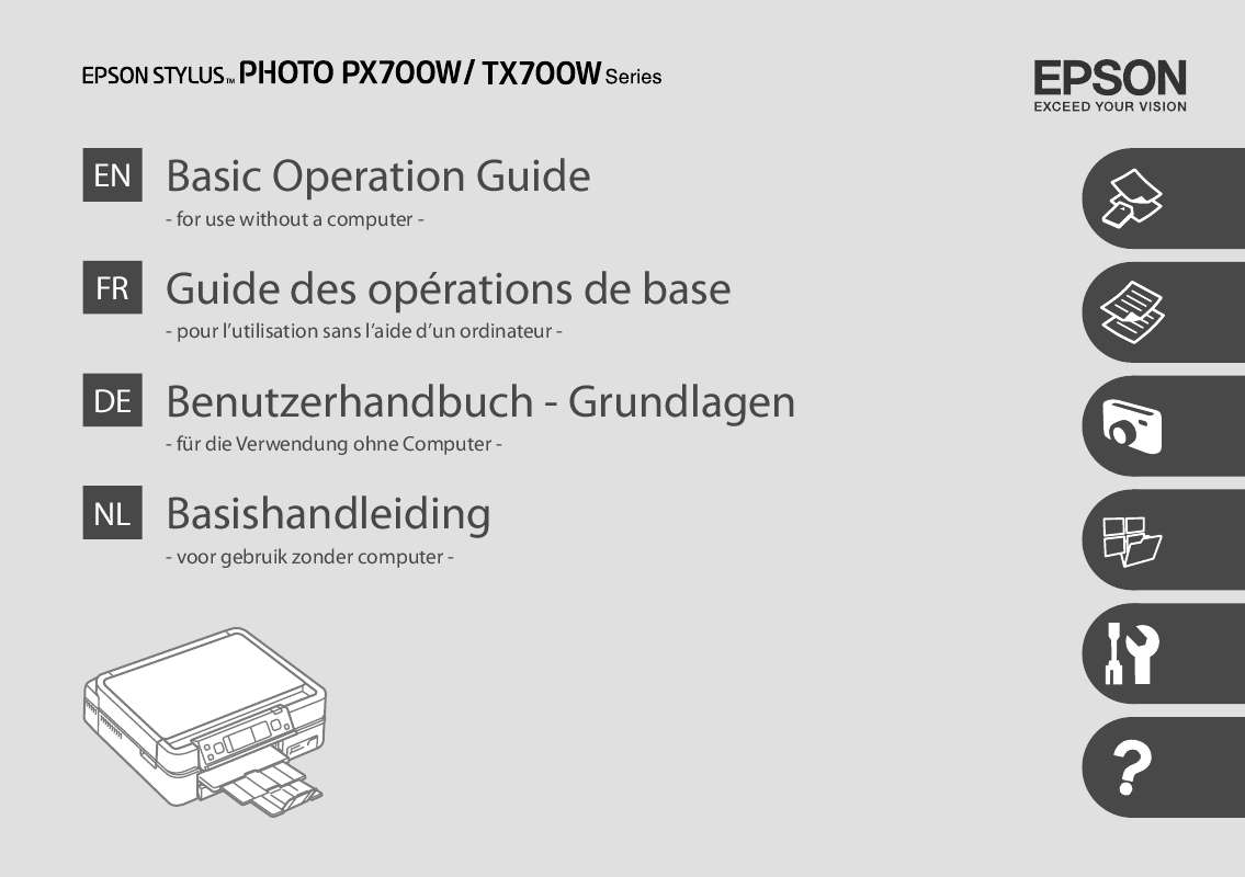 Guide utilisation EPSON STYLUS PHOTO PX700W  de la marque EPSON