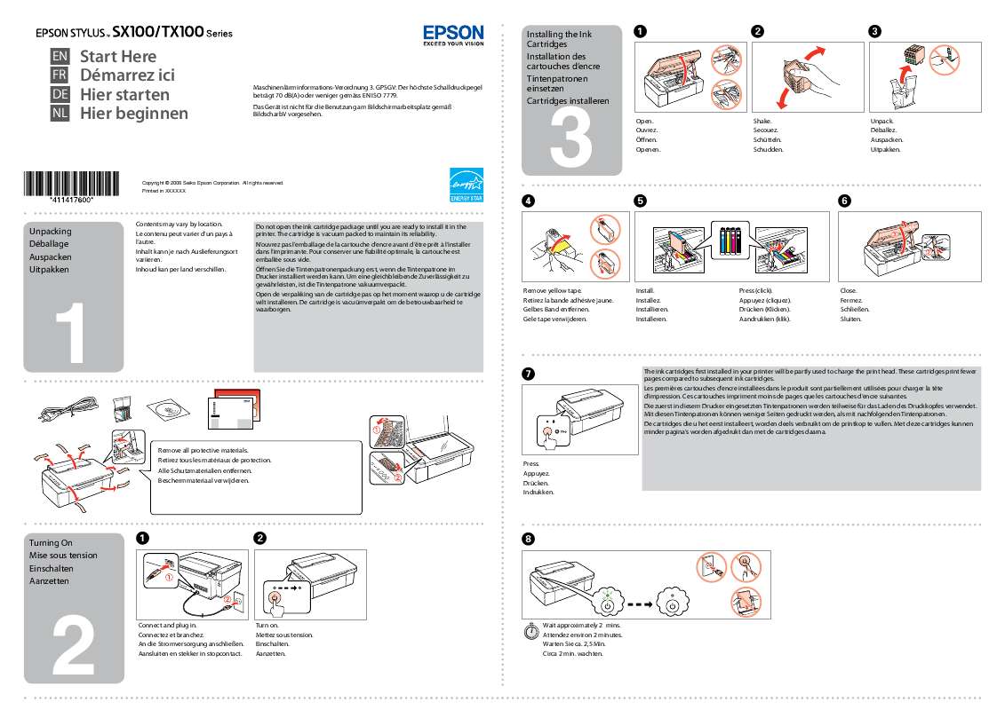 Guide utilisation EPSON STYLUS SX100  de la marque EPSON