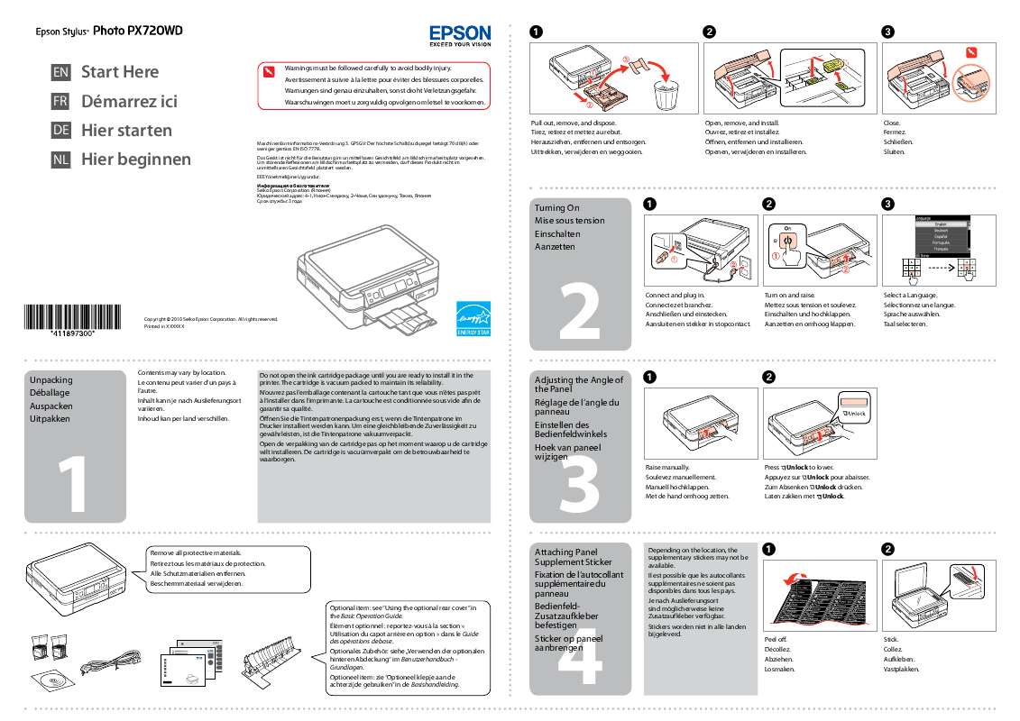 Guide utilisation EPSON PHOTO PX720WD  de la marque EPSON