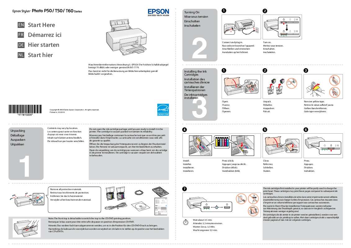 Guide utilisation EPSON STYLUS PHOTO T60  de la marque EPSON