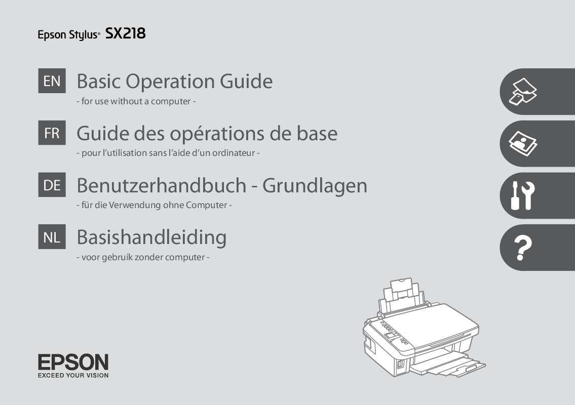 Guide utilisation EPSON SX218  de la marque EPSON