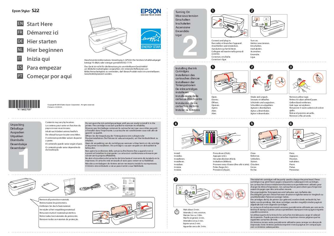 Guide utilisation EPSON SX22  de la marque EPSON