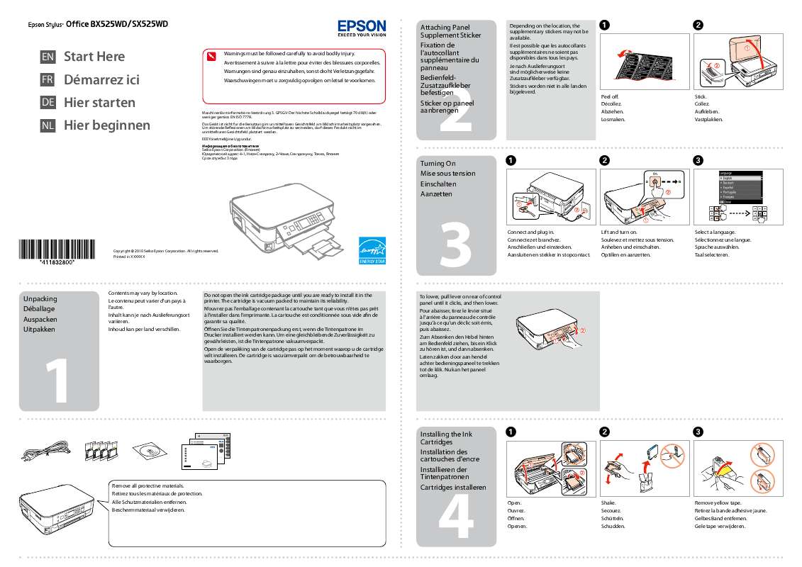 Guide utilisation EPSON SX525WD  de la marque EPSON