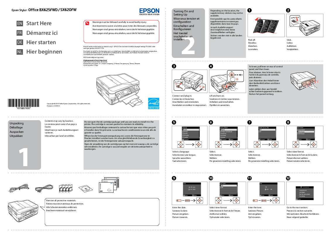 Guide utilisation EPSON SX620FW  de la marque EPSON