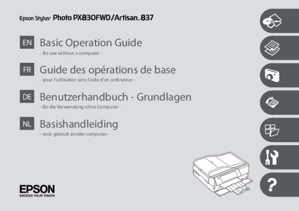 Guide utilisation EPSON STYLUS PHOTO PX830FWD  de la marque EPSON