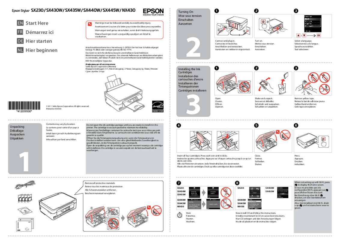 Guide utilisation EPSON STYLUS SX440W  de la marque EPSON