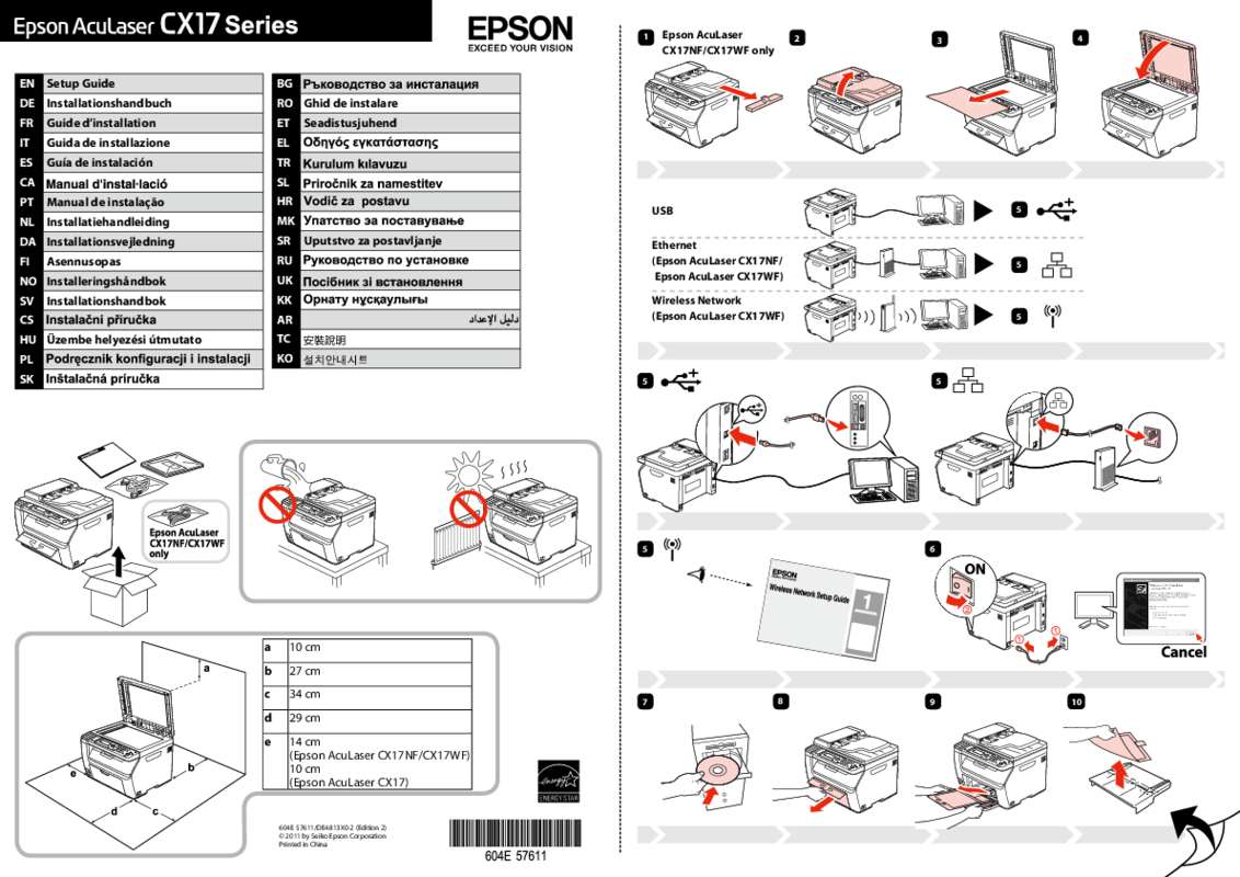 Guide utilisation EPSON ACULASER CX17WF  de la marque EPSON