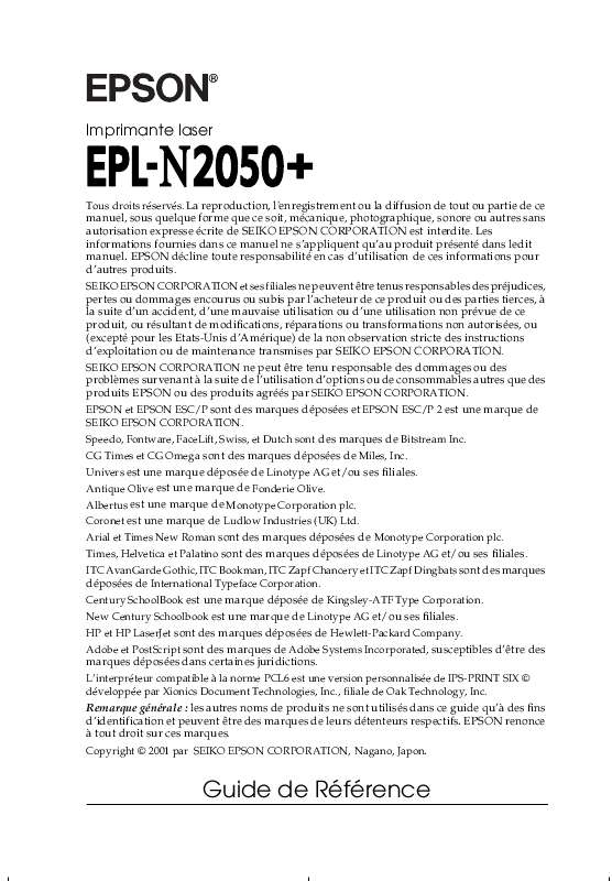 Guide utilisation EPSON EPL-N2050+  de la marque EPSON