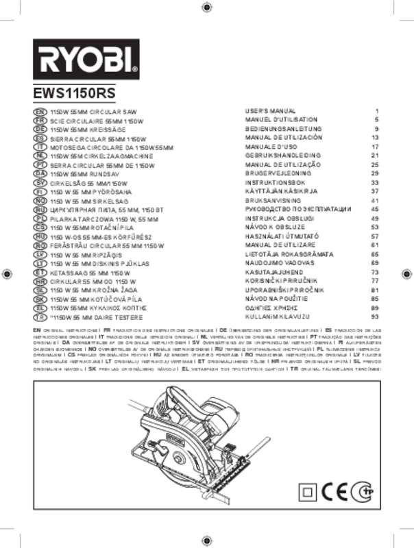 Guide utilisation RYOBI EWS1150RS  de la marque RYOBI