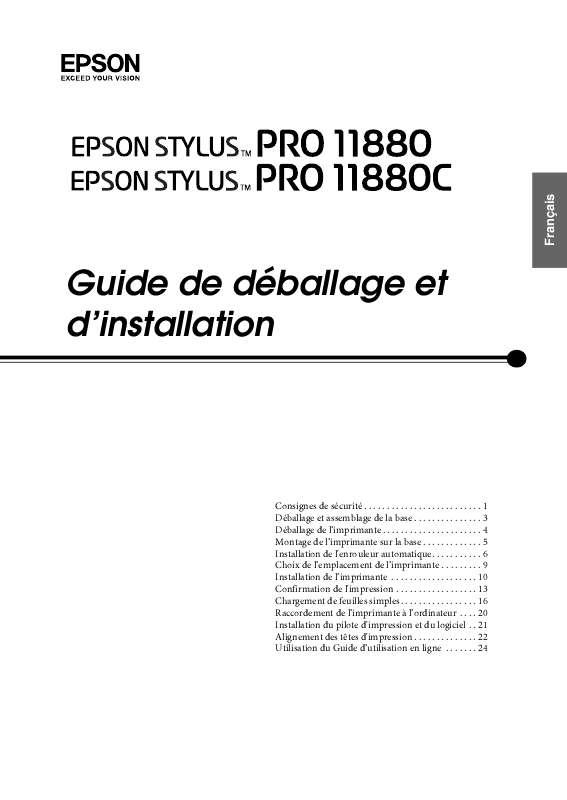 Guide utilisation EPSON STYLUS PRO 11880C  de la marque EPSON