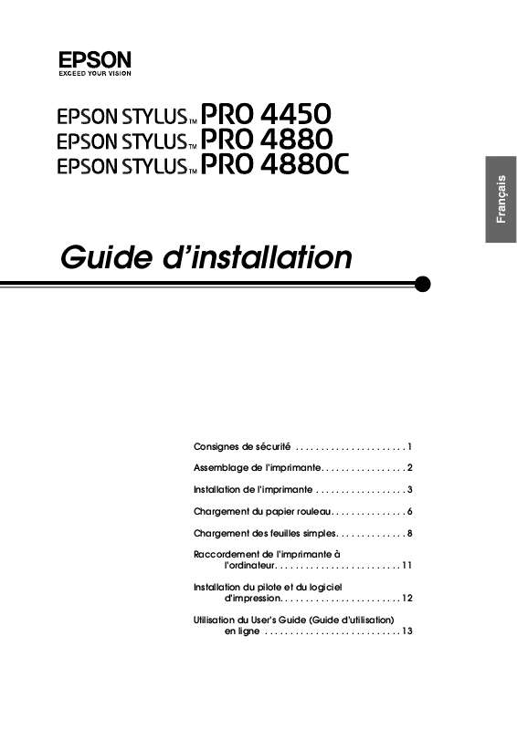 Guide utilisation EPSON STYLUS PRO 4880  de la marque EPSON