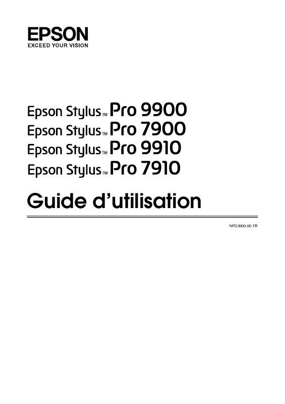 Guide utilisation EPSON STYLUS PRO 7900  de la marque EPSON