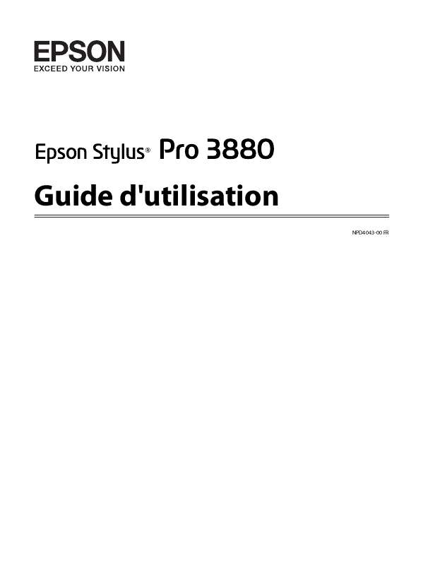 Guide utilisation EPSON STYLUS PRO 3880  de la marque EPSON