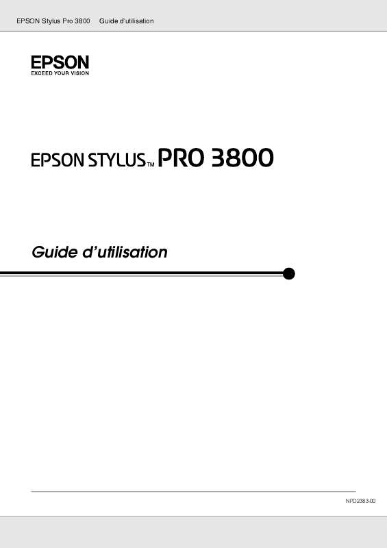 Guide utilisation EPSON STYLUS PRO 3800  de la marque EPSON
