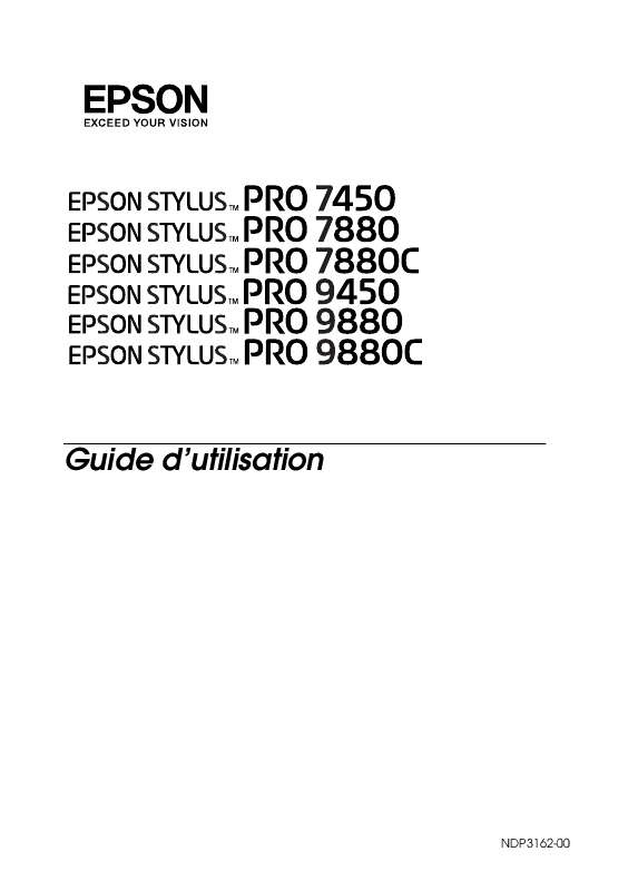 Guide utilisation EPSON STYLUS PRO 7450  de la marque EPSON