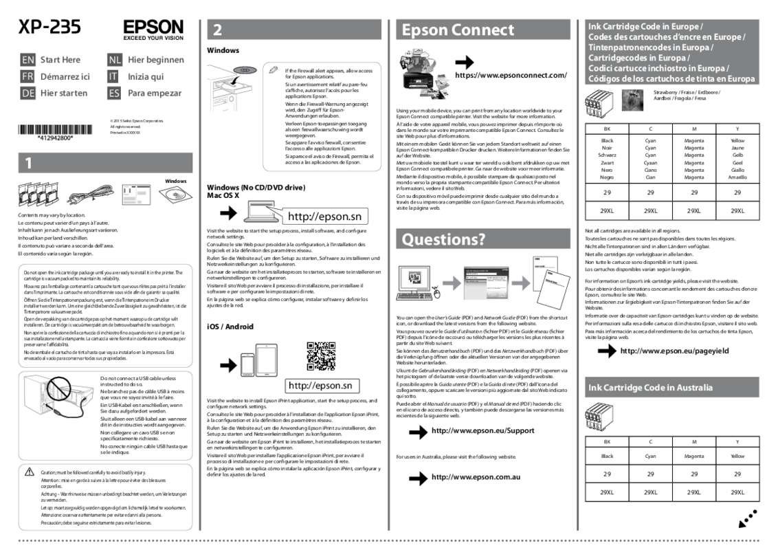 Guide utilisation EPSON EXPRESSION HOME XP-235  de la marque EPSON