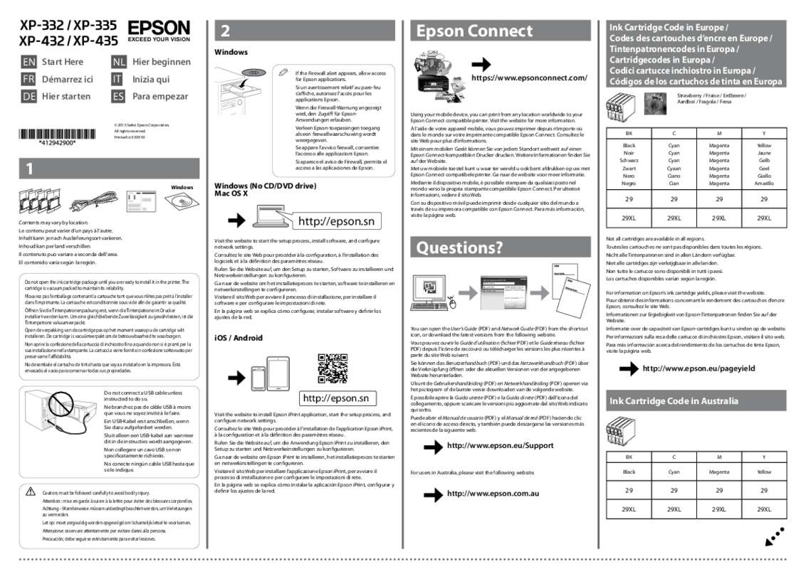 Guide utilisation EPSON EXPRESSION HOME XP-332  de la marque EPSON