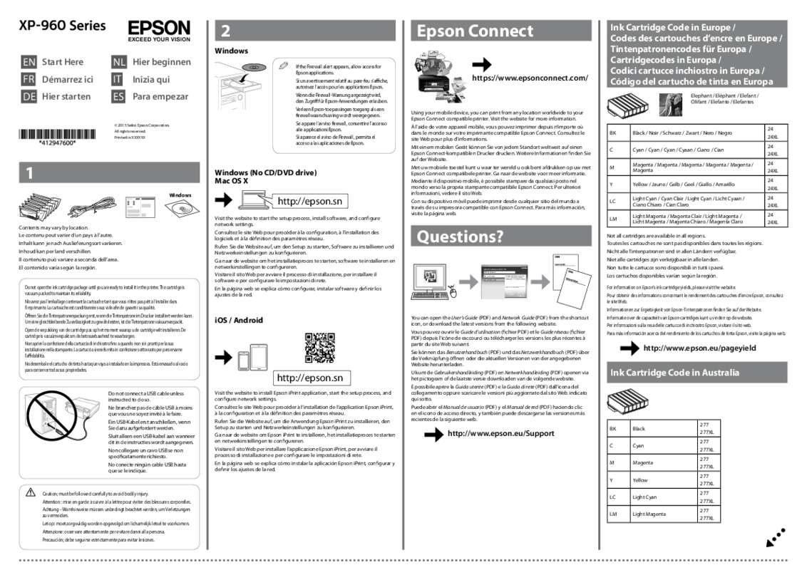 Guide utilisation EPSON EXPRESSION PHOTO XP-960  de la marque EPSON