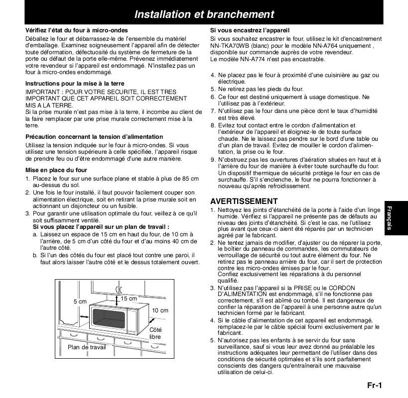Guide utilisation PANASONIC NN-A734MBEPG de la marque PANASONIC
