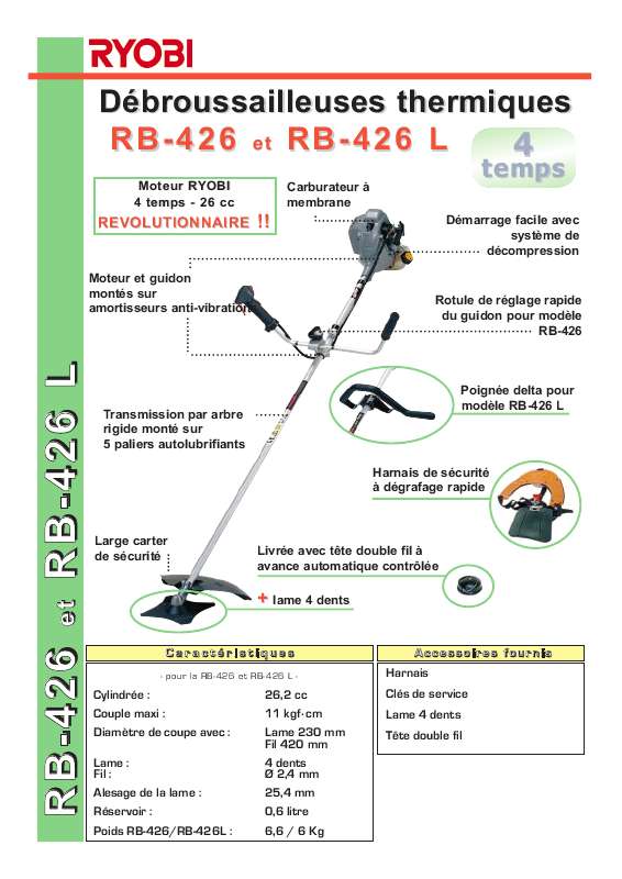 Guide utilisation  RYOBI RB-426  de la marque RYOBI