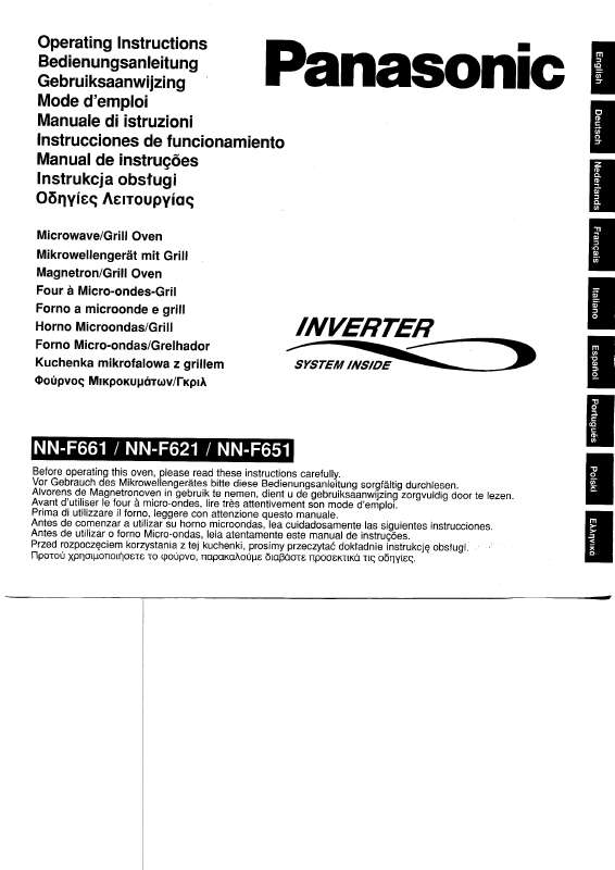 Guide utilisation PANASONIC NN-F621MB de la marque PANASONIC