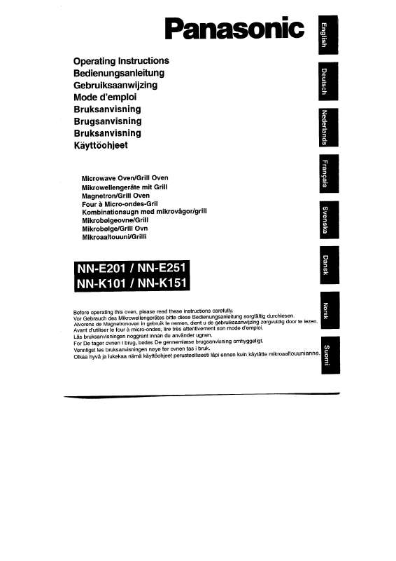 Guide utilisation PANASONIC NN-K101 de la marque PANASONIC